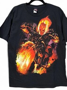 Marvel Ghost Rider black cotton t-shirt size large mad engine